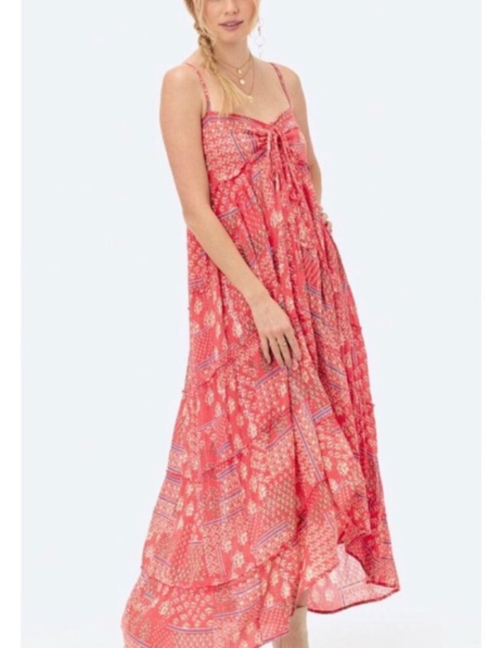 LOVESTITCH red tiered high-low maxi dress